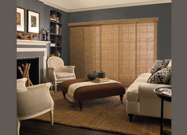 Cincinnati Family room with gray walls and textured sliding panel tracks.